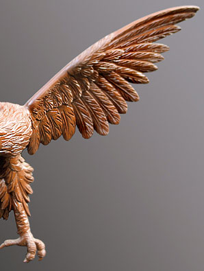 right side of American Colonial Flight Eagle hand carved with wood