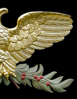 American Colonial Olive Branch Eagle hand carved with wood right side